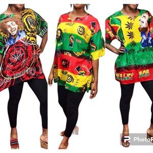 Bob Marley Top 100% Cotton One Size Fit All Cotton Top Beach Top Tunic Top